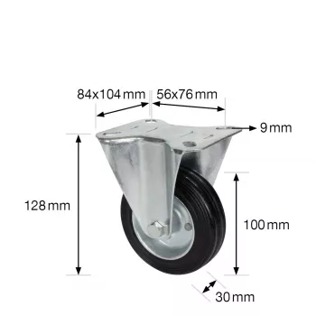 Wagner design yourself Fiksuotas ratukas RO 8104, 100 mm ratas, sidabrinis korpusas, juodas PP ratas, 100 kg apkrova 4810401