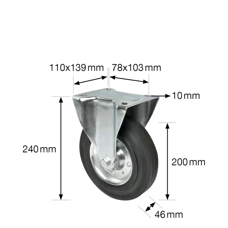 Wagner design yourself fiksuotas ratukas RO 8200 sidabrinis, 50 mm ratas, 50 kg apkrova, cinkuotas plienas 4820001