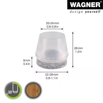 Wagner design yourself EH 0564 kėdės kojelių antgaliai, plastikiniai, Ø 2,2-2,8 cm, 4 vnt. (15056499)