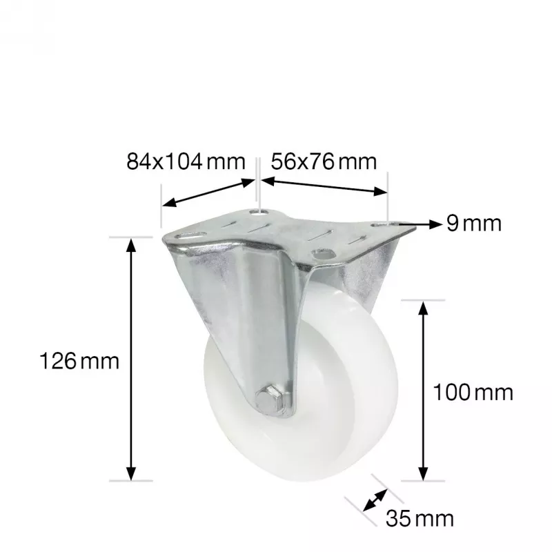 Wagner design yourself Transportgeraete-Bockrolle RO 8500 silber (4850001) fiksuotas ratukas 80 mm 100 kg