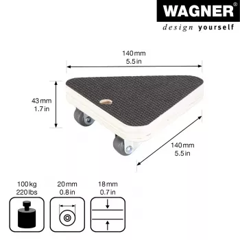 Wagner design yourself Transport Roller MM 1314 ruda 140 x 140 x 43 mm, iki 100 kg (20131401)