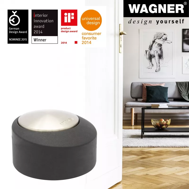 Wagner Design Yourself EH 5181 grindų durų stabdiklis, cinko lydinio su guminiu amortizatoriumi, matinis nikelis, 50 mm 15518111