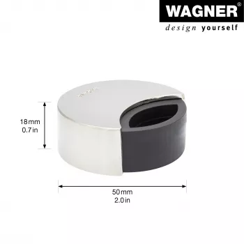 Wagner design yourself EH 5151 durų stabdiklis, cinko lydinio su guminiu amortizatoriumi, chromuotas, Ø50 mm, srieginis, sidabrinis 15515111