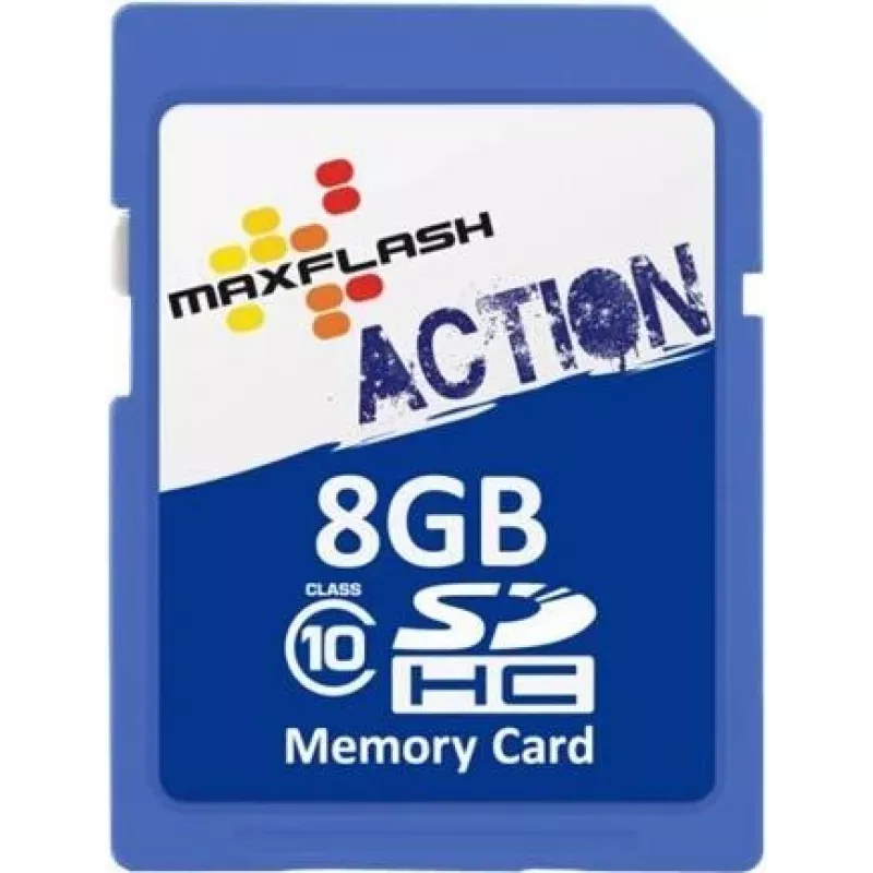 MEMORYSOLUTION MAXFLASH 8GB Action SDHC kortelė Class 10, mažmeninė pakuotė SD8GHCCL10M-R