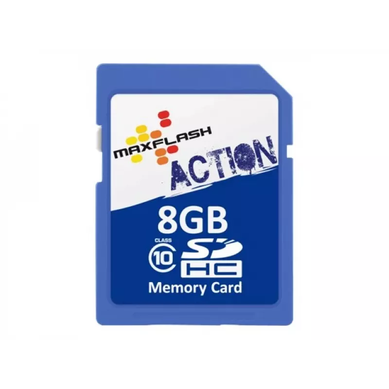 MEMORYSOLUTION MAXFLASH 8GB Action SDHC kortelė Class 10, mažmeninė pakuotė SD8GHCCL10M-R