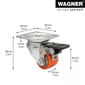 Wagner design yourself sunkiasvoris sukiojamasis ratukas RO 7935 raudonas 75 mm 100 kg 4793501