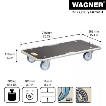 Wagner design yourself Transportavimo ritinys MM 1345 rudas 36,5 x 74,0 x 14,5 cm iki 300 kg (20134501)