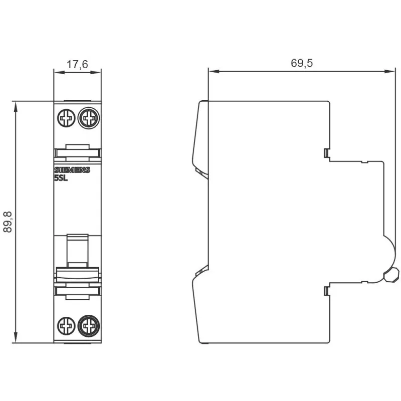 SIEMENS SENTRON 5SL6 miniatiūrinis automatinis jungiklis 230V 6kA 1P+N B13 (5SL6013-6)