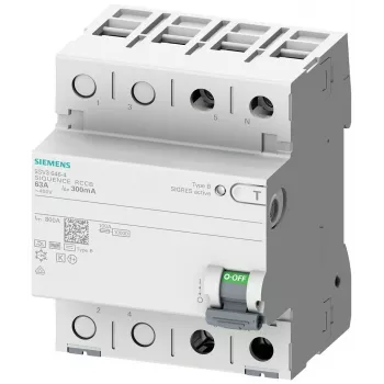 SIEMENS 5SV33224 liekamosios srovės automatinis jungiklis, B tipo, 25 A, 30 mA, 230 V, 1+N, 4 TE, trumpalaikio uždelsimo