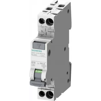 Siemens 5SV1316-7KK06 RCBO, 1P+N, 6 A, C kreivė, 30 mA, A tipo, 6 kA