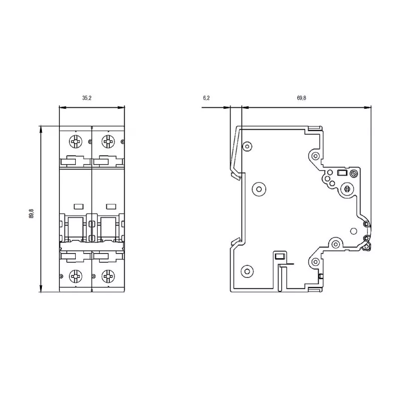 Siemens SENTRON 5SY4 automatinis jungiklis, 2 polių, C, 1 A, 230/400 V AC, 6 kA 5SY4201-7