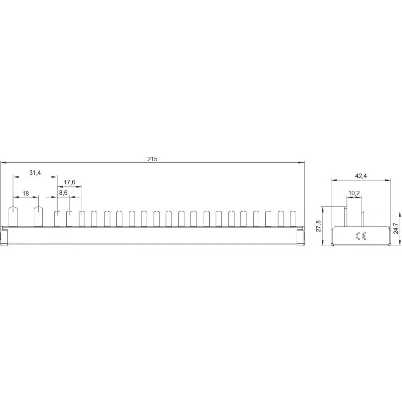 SIEMENS 5ST37840 kontaktinė šyna 16mm², 1x RCD 1P+N + 10x kompaktiniai įrenginiai, 12 TE