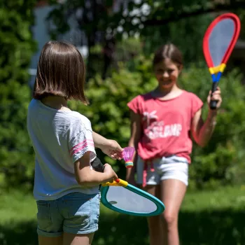 SCHILDKROT Giant Racket Set mėlynos/raudonos spalvos didžiulės raketės su tinkleliu 970150