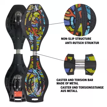 SCHILDKROT Waveboard Good Vibes Graffiti didelė plastikinė lenta su neslystančia struktūra 510801