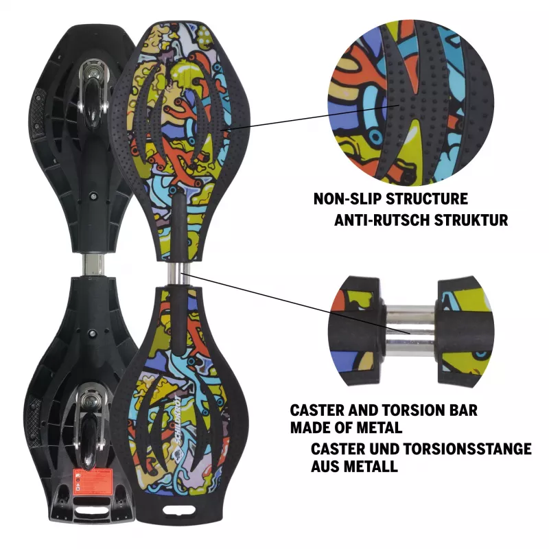SCHILDKROT Waveboard Good Vibes Graffiti didelė plastikinė lenta su neslystančia struktūra 510801