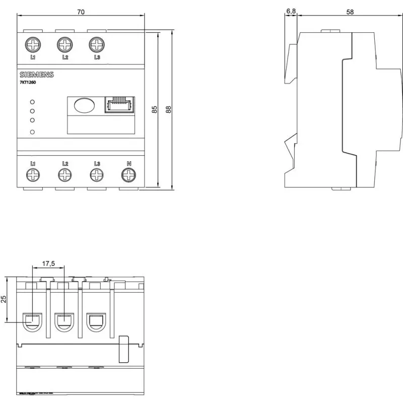 Siemens 7KT1260 skaitmeninis laikmatis, 1 kanalo, dienos/savaitės programa, DIN bėgelis, 230 V AC
