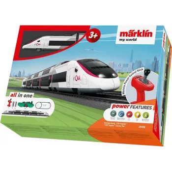 Märklin TGV Duplex H0 5 dalių skaitmeninis traukinio rinkinys su Mobile Station 2, baltas/juodas 029406