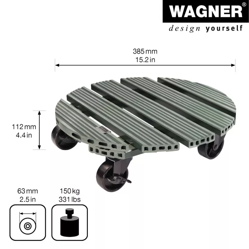 WAGNER design yourself augalų volelis GH0558 plastikinis, Ø 38,5 cm, tamsiai žalias, apvalus, 1 vnt. 20055801