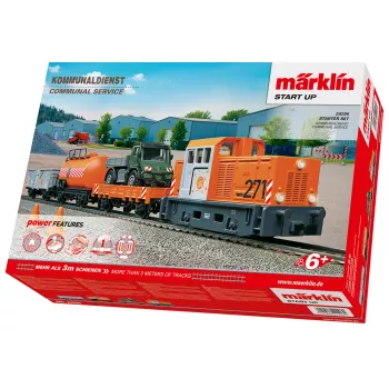 Märklin Start up 029296 H0 savivaldybės tarnybos starterio rinkinys su dyzeliniu manevriniu lokomotyvu ir 2 savivarčiais vagonais