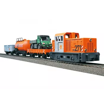 Märklin Start up 029296 H0 savivaldybės tarnybos starterio rinkinys su dyzeliniu manevriniu lokomotyvu ir 2 savivarčiais vagonais