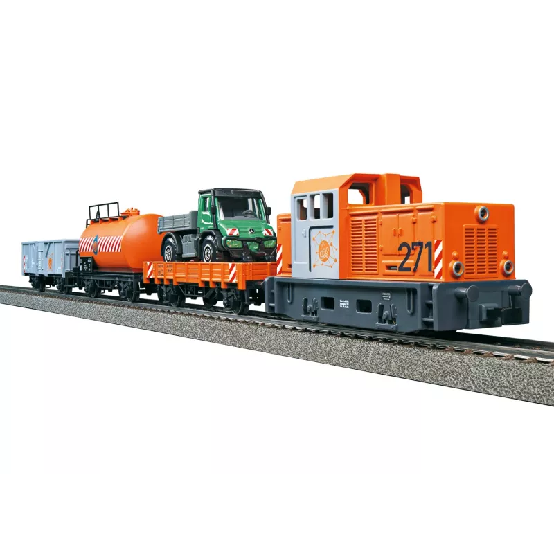 Märklin Start up 029296 H0 savivaldybės tarnybos starterio rinkinys su dyzeliniu manevriniu lokomotyvu ir 2 savivarčiais vagonais