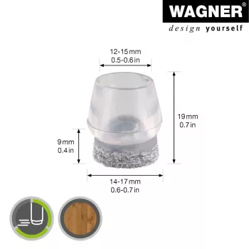Wagner design yourself EH 0555 kėdės kojelių antgaliai plastikiniai Ø 14-17 mm, 4 vnt. (15055599)