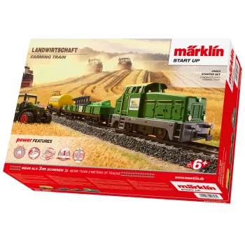 Märklin 29653 H0 Start Set Agriculture – skaitmeninis garvežys BR 81 su mfx+ garsu, Mobile Station 3, C-Track ovalas, vagonai su traktoriumi ir šieno rulonais