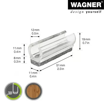 Wagner design yourself EH 0690 užsimaunamos baldų kojelių apsaugėlės, plastikinės, 12 mm apvalioms kojoms, 4 vnt., baltos 15069099