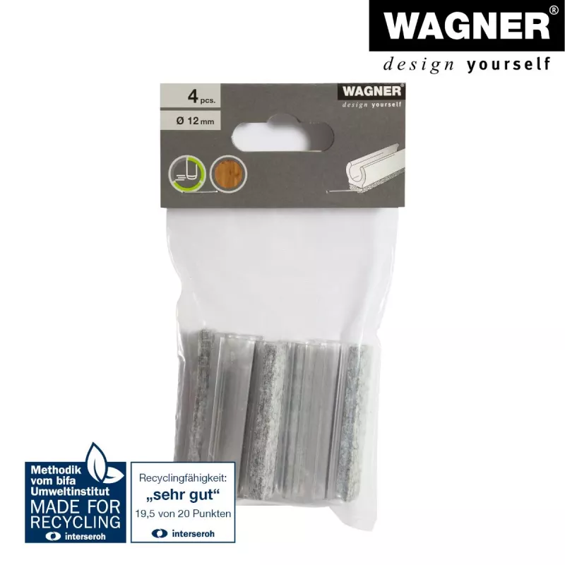 Wagner design yourself EH 0690 užsimaunamos baldų kojelių apsaugėlės, plastikinės, 12 mm apvalioms kojoms, 4 vnt., baltos 15069099