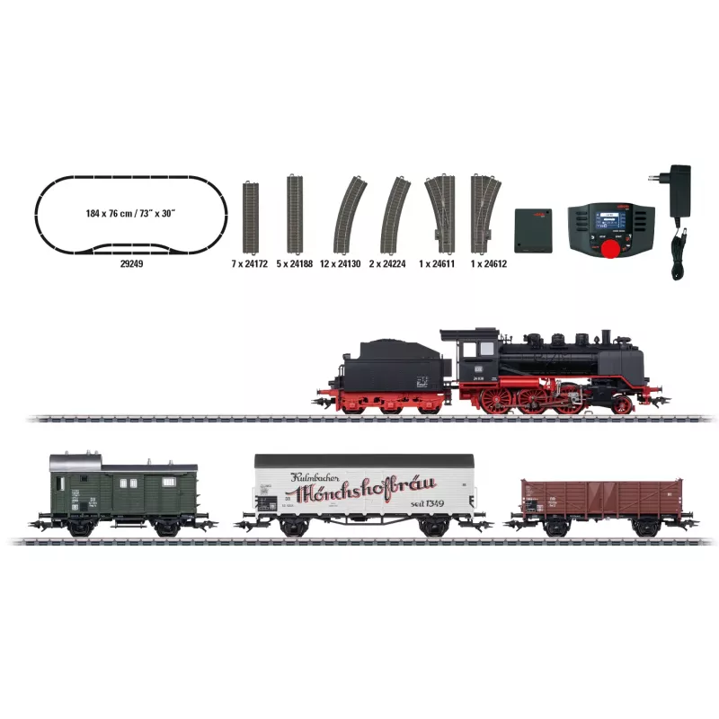 Märklin 29249 H0 skaitmeninis startinis rinkinys - vietinis krovininis traukinys su DB klasės 24 garvežiu