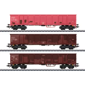 Märklin 047188 H0 platforminis vagonas su rąstų kroviniu, IV epocha DB, 3 bėgių AC
