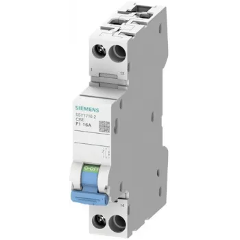 Siemens 5SY1710-2 1 polių 1A Z charakteristikos automatinis jungiklis su integruotu pagalbiniu kontaktu