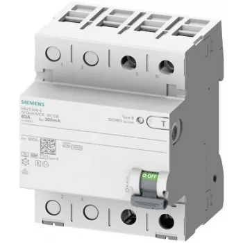 Siemens SENTRON 5SV3321-4 B tipo liekamosios srovės apsauginis jungiklis, 16 A, 30 mA, 2 polių, 230 V, trumpai atidėtas