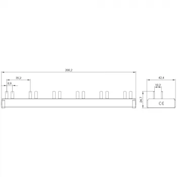 SIEMENS 5ST36760 kaiščių šyna 10mm² 1P+N 12 modulių, 6 AFDD + 6 komponentams