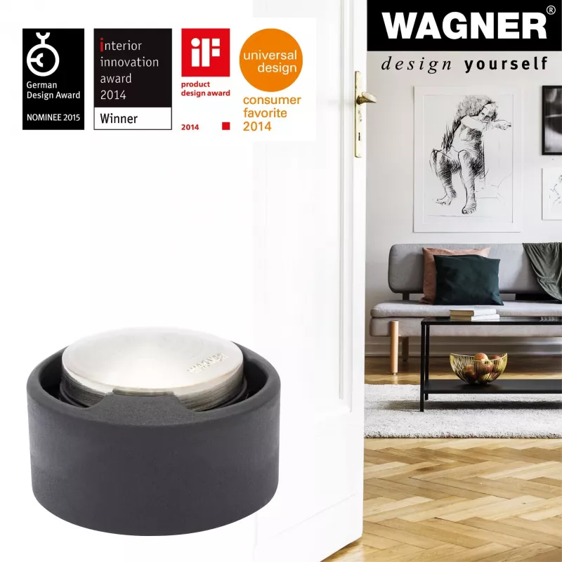 Wagner design yourself EH 5171 durų stabdiklis, cinko lydinio su guminiu amortizatoriumi, Ø 5 cm, matinis nikelis/juodas 15517111