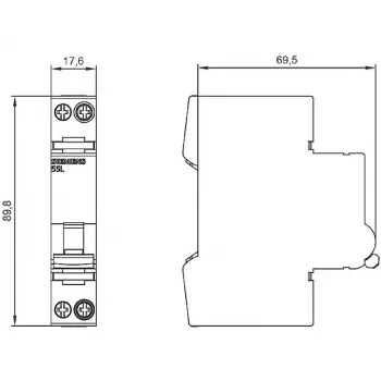 Siemens 5SL60166MC 2 polių 16 A C charakteristikos automatinis jungiklis, 6 kA