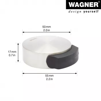 Wagner Design Yourself EH 5111 grindinis durų ribotuvas, cinko lydinio su guminiu žiedu, šatininis nikelis, 50 mm skersmens (15511111)