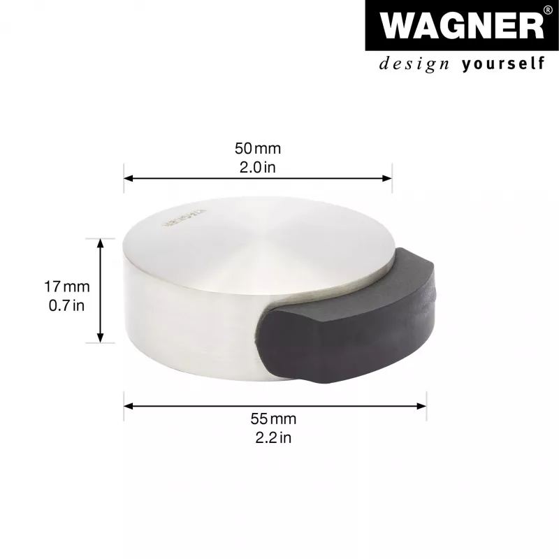 Wagner Design Yourself EH 5111 grindinis durų ribotuvas, cinko lydinio su guminiu žiedu, šatininis nikelis, 50 mm skersmens (15511111)