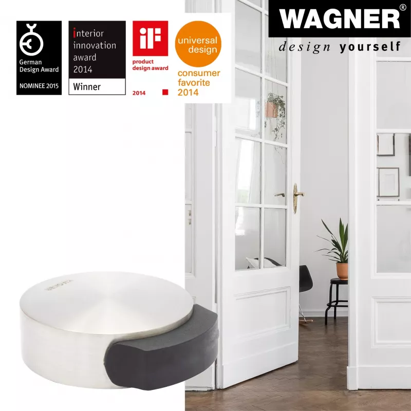 Wagner Design Yourself EH 5111 grindinis durų ribotuvas, cinko lydinio su guminiu žiedu, šatininis nikelis, 50 mm skersmens (15511111)