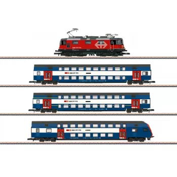 Märklin 81195 Z mastelio traukinių rinkinys - Ciuricho S-Bahn SBB elektrinis lokomotyvas ir dviejų aukštų vagonai