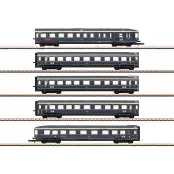 Märklin 087615 Z Gauge vagonų rinkinys 'Blauer Enzian' DB, MHI (3 vagonų keleivinis rinkinys)
