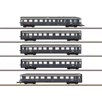 Märklin 087615 Z Gauge vagonų rinkinys 'Blauer Enzian' DB, MHI (3 vagonų keleivinis rinkinys)