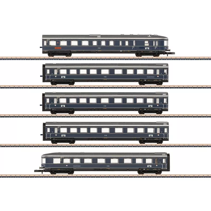 Märklin 087615 Z Gauge vagonų rinkinys 'Blauer Enzian' DB, MHI (3 vagonų keleivinis rinkinys)