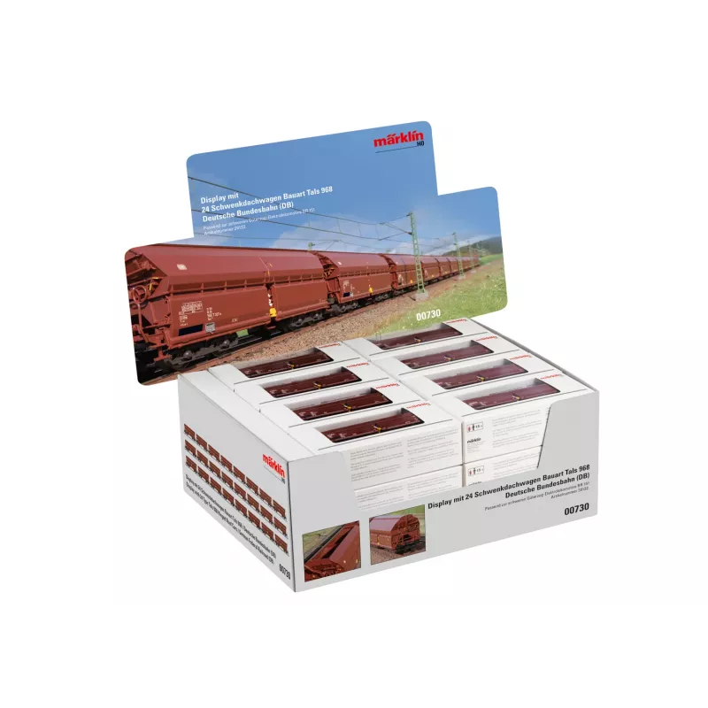 Märklin 000730 H0 24 dalių rinkinys slenkančio stogo vagonai Tals 968 DB IV epocha AC