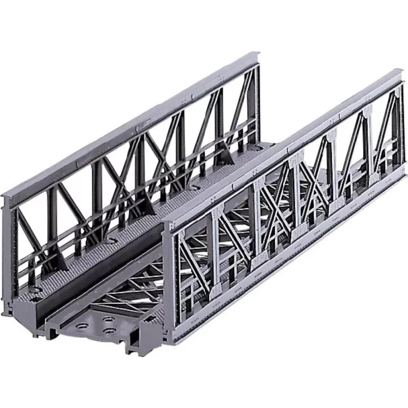 Märklin 07262 gardinės konstrukcijos tiltas HO mastelio modelių geležinkeliams – pilkas plastikinis vieno kelio tilto rinkinys, ilgis 360 mm
