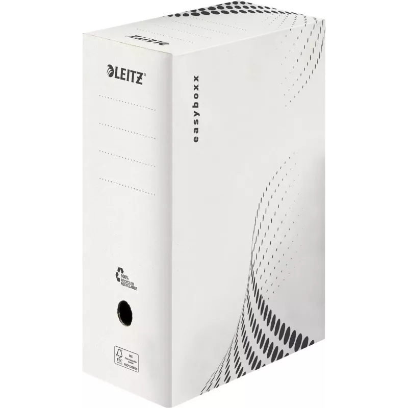 LEITZ easyboxx archyvinė dėžė balta, 150 mm vidinis plotis, 25 vnt., perdirbtas gofruotasis kartonas