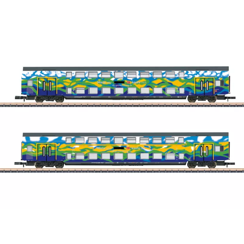 Märklin 87306 Z dviejų aukštų vagonų rinkinys Touristik 1 DB AG - 2 tarpiniai dviejų aukštų vagonai