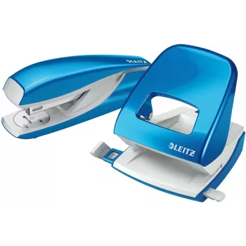 LEITZ Nexxt WOW segiklis ir skylamušis, rinkinys, metalinės mėlynos spalvos, 30 lapų, blisteris 5095-10-36