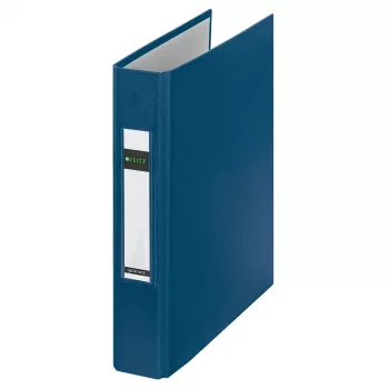 LEITZ Standard segtuvas su žiedais A5 mėlynas, 2 D-žiedų mechanizmas, 37 mm nugarėlė, 25 mm žiedo skersmuo, 200 lapų (4213-00-35)