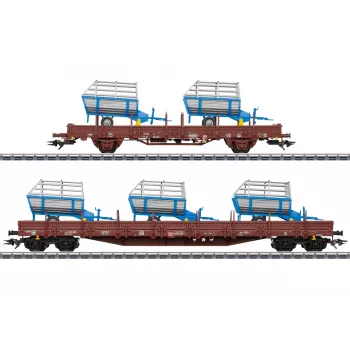 Märklin 46407 DB AG VI epochos platforminių vagonų rinkinys (2 vagonai, rąstų krovinys, H0)